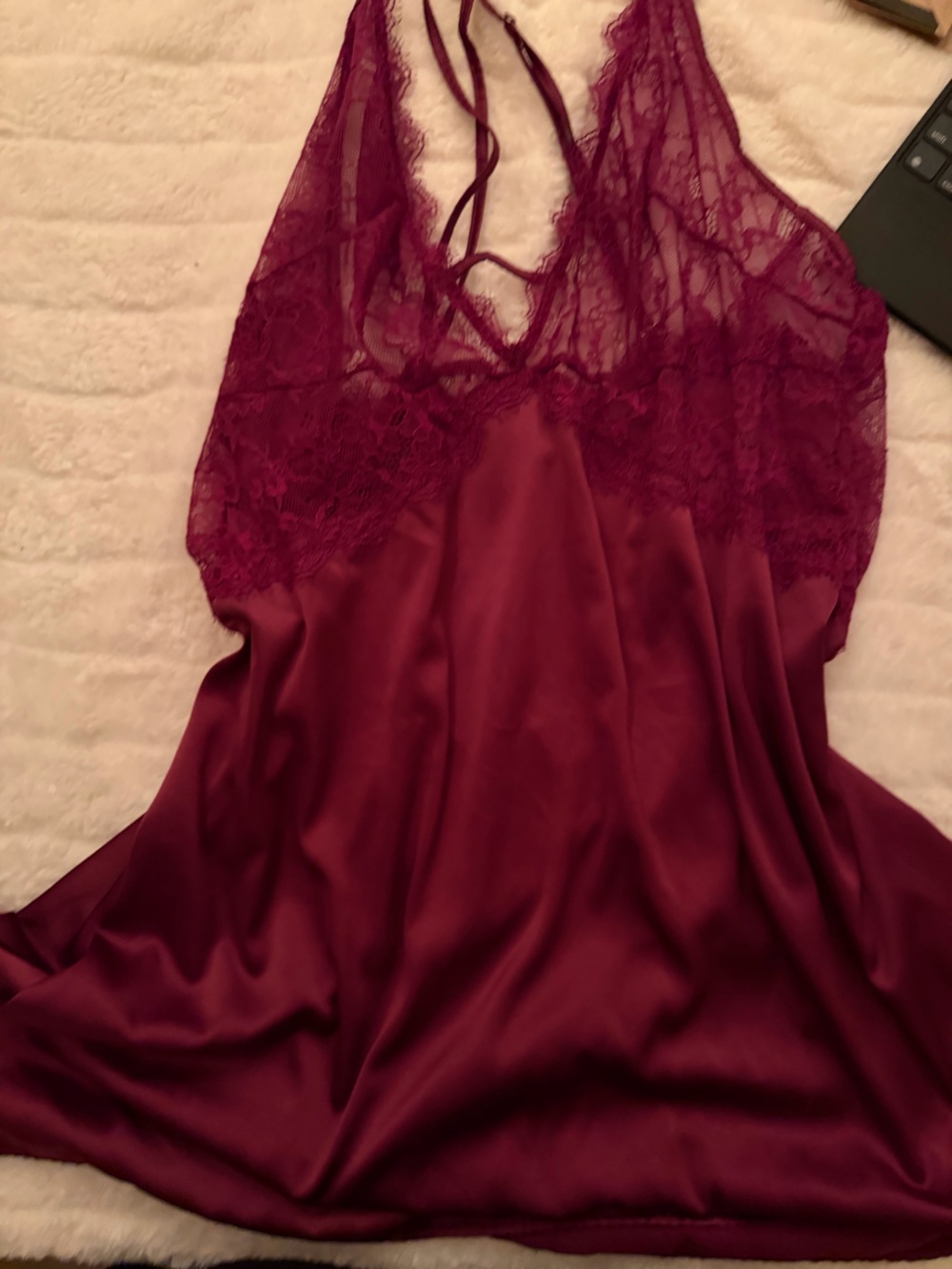 Victoria's Secret Burgundy Lace & Satin Chemise